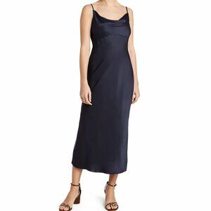 Wedding Guest Antro Black Satin Slip Dress 1X Plus Size Cocktail Midi